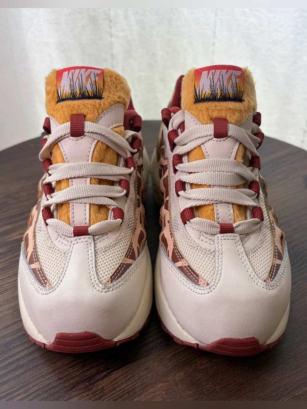 Nike Air Max 95 Safari Giraffe Print Faux Fur Sneakers Kids US 2.5Y